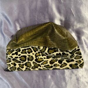 Leopard Print and Olive Green Clutch